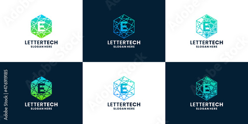 modern letter E technology logo vector collections