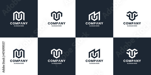 creative letter M, U, V logo monogram collections
