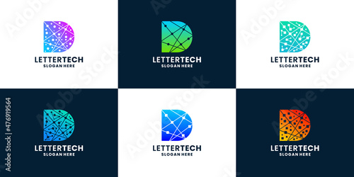 modern letter D technology logo concept vector collection