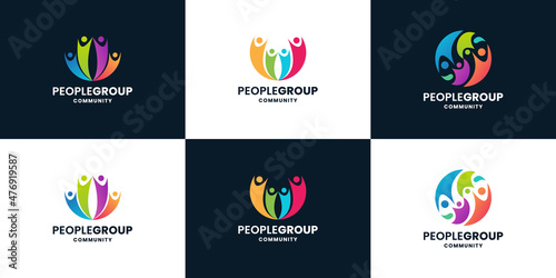 set of human family logo collection