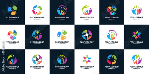 set of human community logo for family