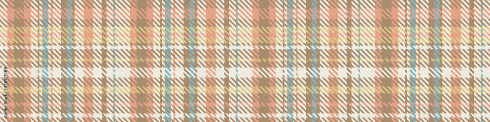 Gender neutral seamless plaid vector border. Gingham baby color checker background. Woven tweed all over print.