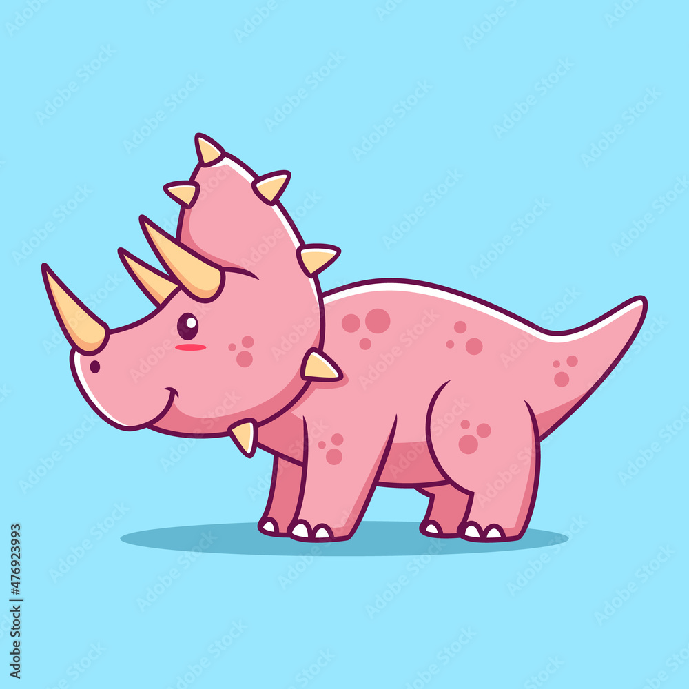 Naklejka premium Cute Dinosaur Cartoon Icon Illustration. Animal Flat Cartoon Style
