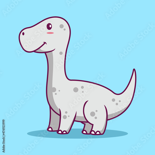 Cute Dinosaur Cartoon Icon Illustration. Animal Flat Cartoon Style