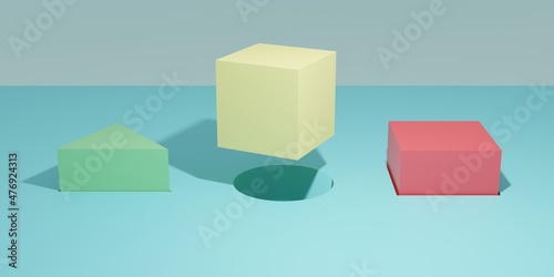 Vászonkép 3D render of a square peg not fitting into a round hole