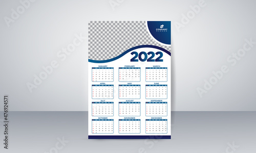 Corporate wall calendar design template 2022. Week Start from Sunday. Vector illustration