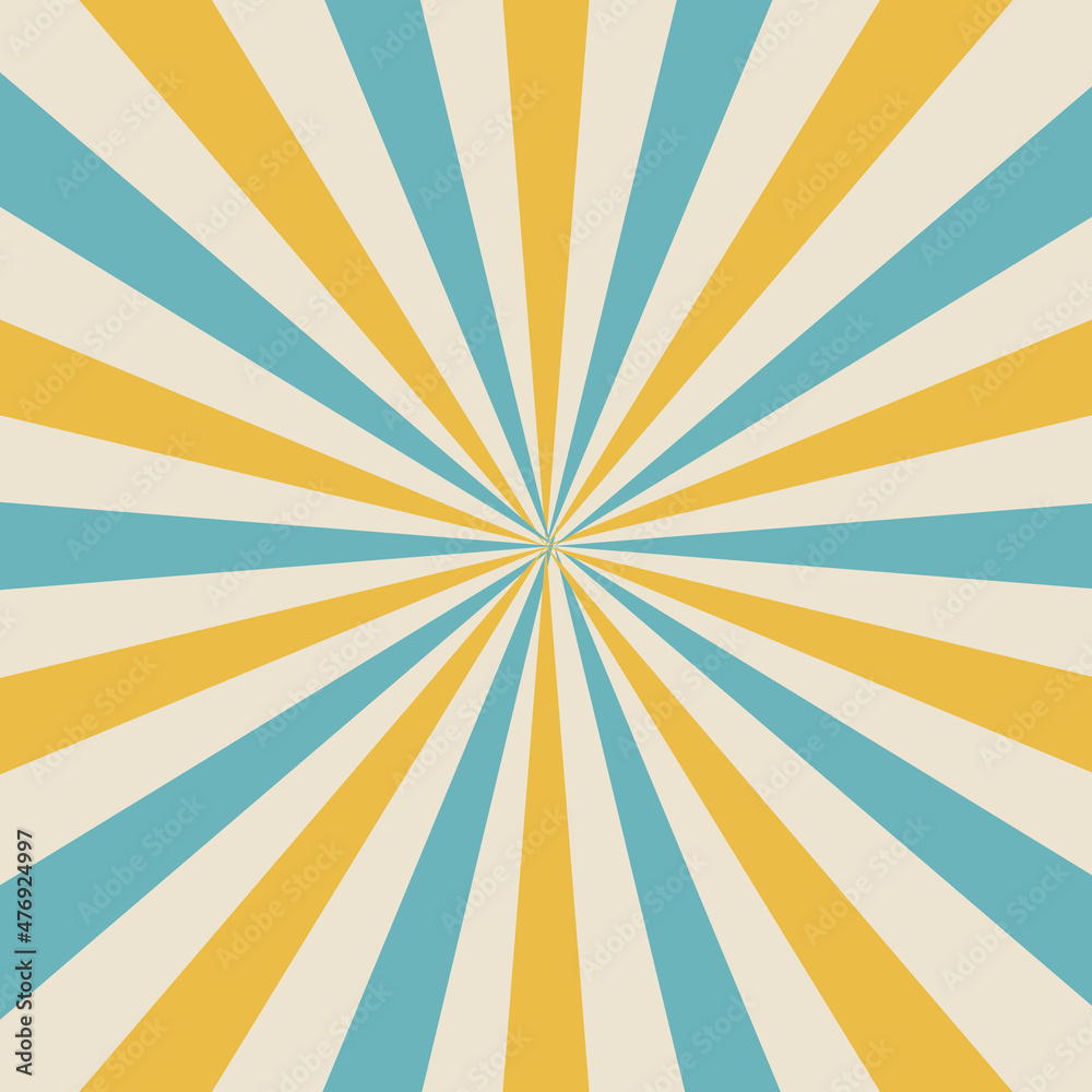 Obraz premium Abstract Starburst, or Sunburst Backdrop in Beige, Yellow, and Light-Blue Colors. Abstract Colorful Sunlight Design Wallpaper for Template Banner Social Media Advertising