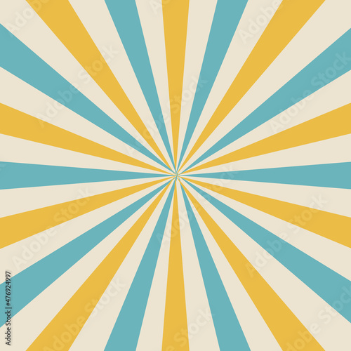 Abstract Starburst  or Sunburst Backdrop in Beige  Yellow  and Light-Blue Colors. Abstract Colorful Sunlight Design Wallpaper for Template Banner Social Media Advertising