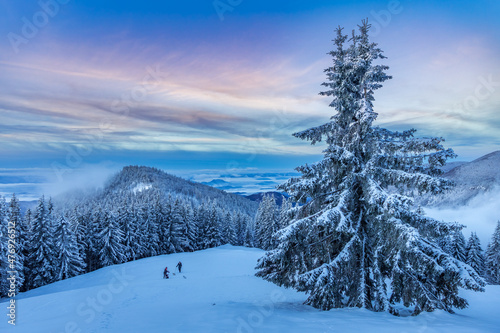 Cold winter morning on Kranjska Reber mountain in Kamnik-Savinja Alps, Slovenia © erikzunec