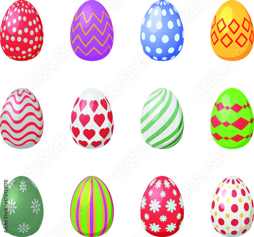 Twelve Easter eggs with different patterns vector