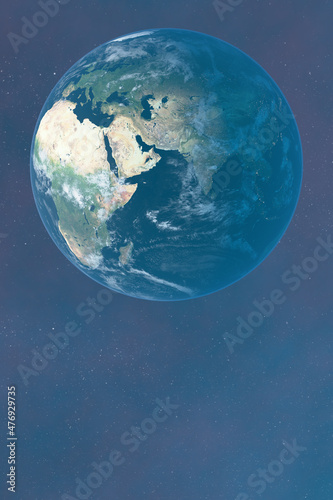 Fototapeta Naklejka Na Ścianę i Meble -  Light futuristic image of the planet Earth in outer space. Copy space. Elements of this image are furnished by NASA.3D rendering.