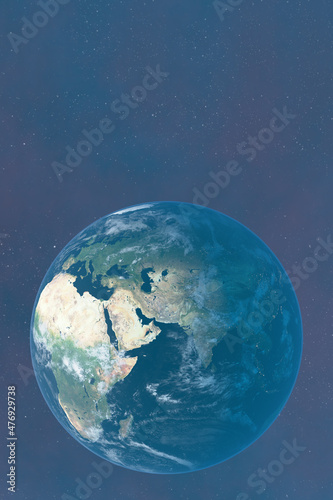 Light futuristic image of the planet Earth in outer space. Copy space. Elements of this image are furnished by NASA.3D rendering.