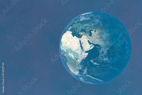 Fototapeta Naklejka Na Ścianę i Meble -  Light futuristic image of the planet Earth in outer space. Copy space. Elements of this image are furnished by NASA.3D rendering.