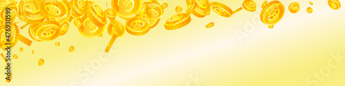 European Union Euro coins falling. Bizarre scattered EUR coins. Europe money. Ideal jackpot, wealth or success concept. Vector illustration.