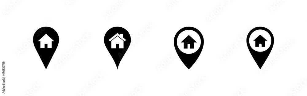 address icons set. home location sign and symbol. pinpoint address icons set. home location sign and symbol. pinpoint