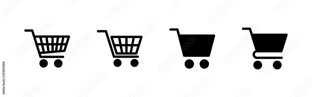 Shopping icons set. Shopping cart sign and symbol. Trolley icon Shopping icons set. Shopping cart sign and symbol. Trolley icon