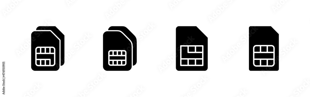 Sim card icons set. dual sim card sign and symbol Sim card icons set. dual sim card sign and symbol