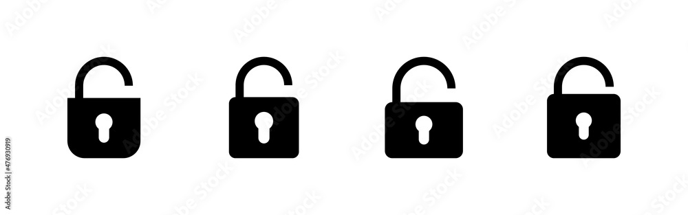 Unlock icons set. Unlock sign and symbol. unlocked padlock icon