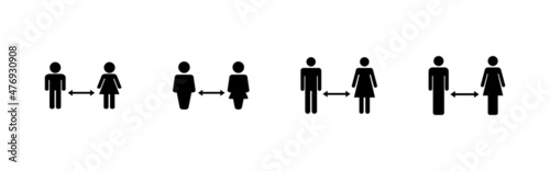 Social distancings set. social distance sign and symbol. self quarantine sign