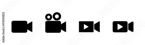 Video icons set. video camera sign and symbol. movie sign. cinema