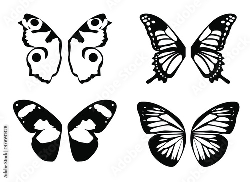 Set Butterfly Wings. Vector Illustration.