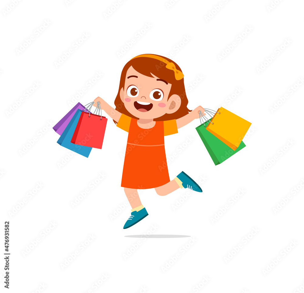 cute little girl carry many sopping bags cute little girl carry many sopping bags