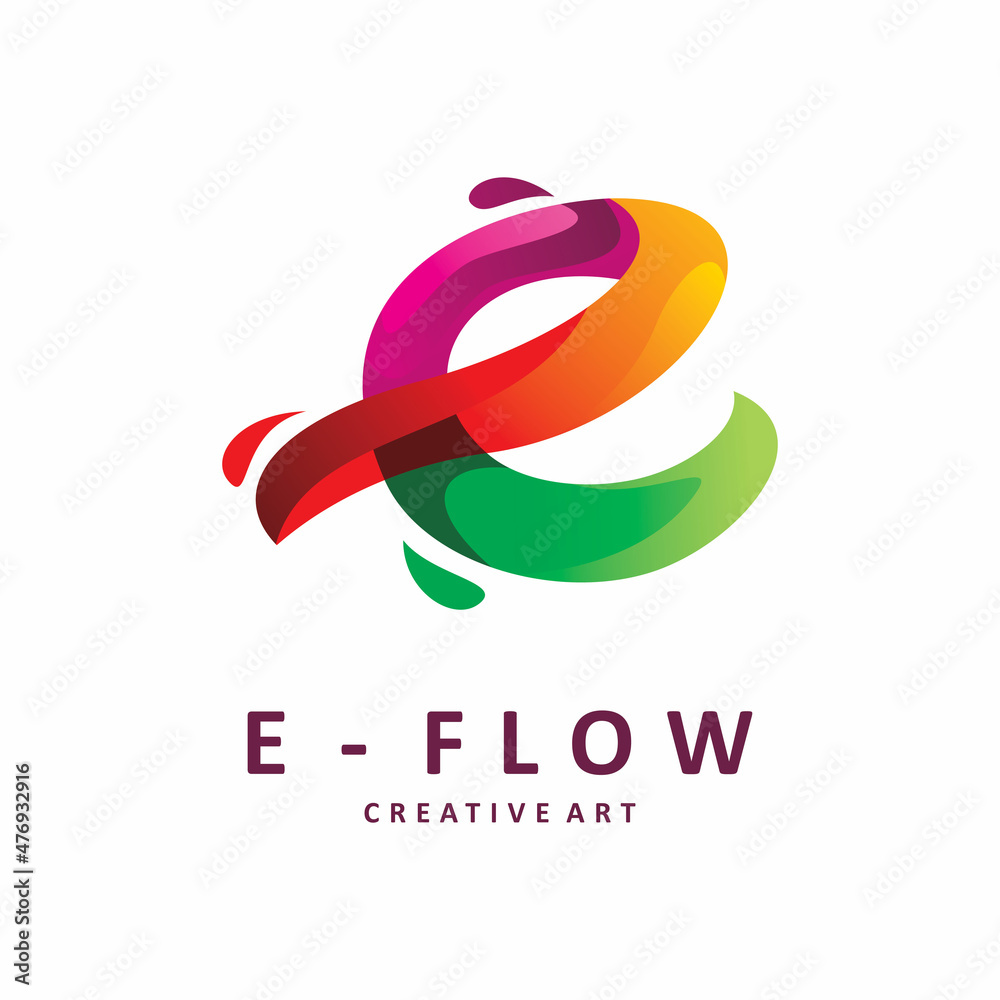 Fototapeta premium full color initial e letter logo design