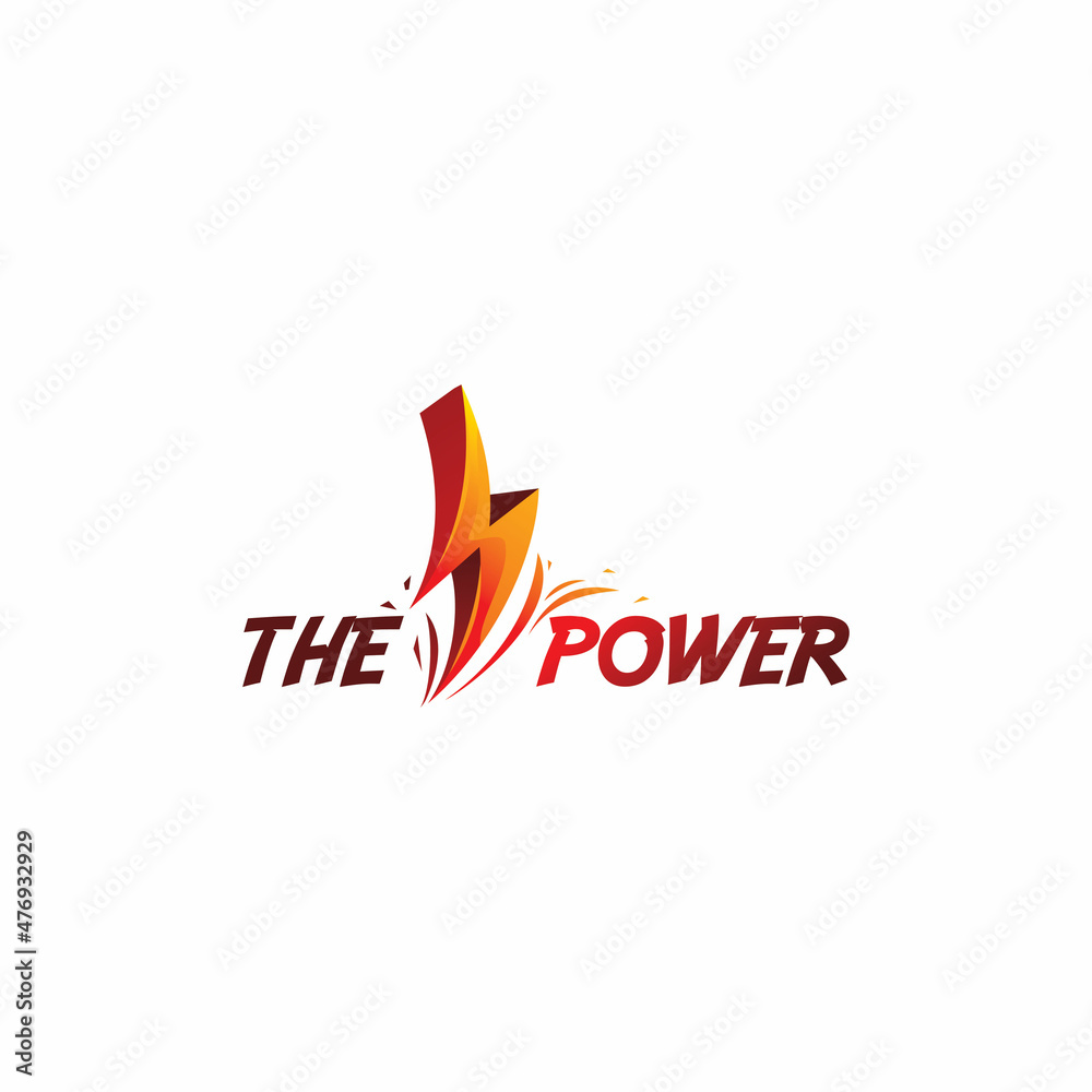 red lightning energy power thunder logo design