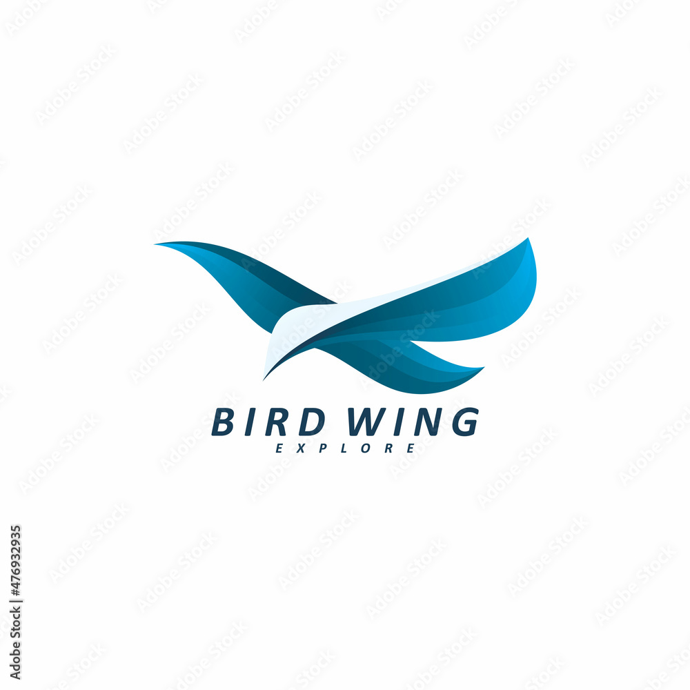 modern blue flying bird wing logo design modern blue flying bird wing logo design
