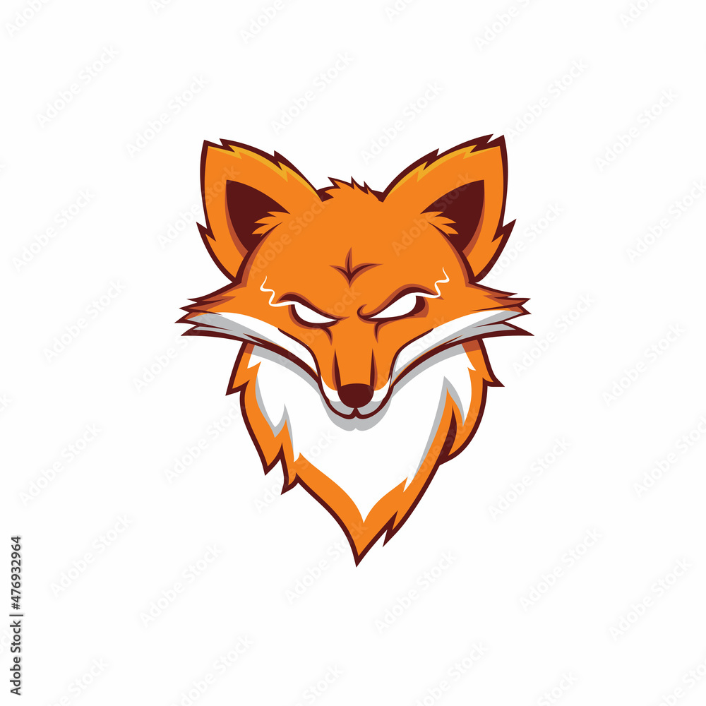 orange fox mascot logo design