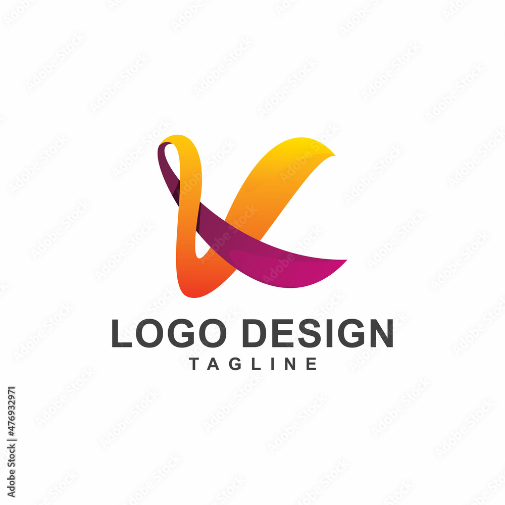 initial k letter art shape logo design