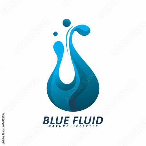 blue water fluid logo design