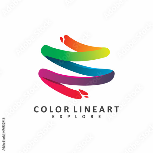 full color brush stroke art paint logo design