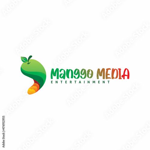 fresh color media mango fruit logo design