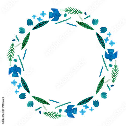 シンプルな青と黄色の北欧水彩フレーム