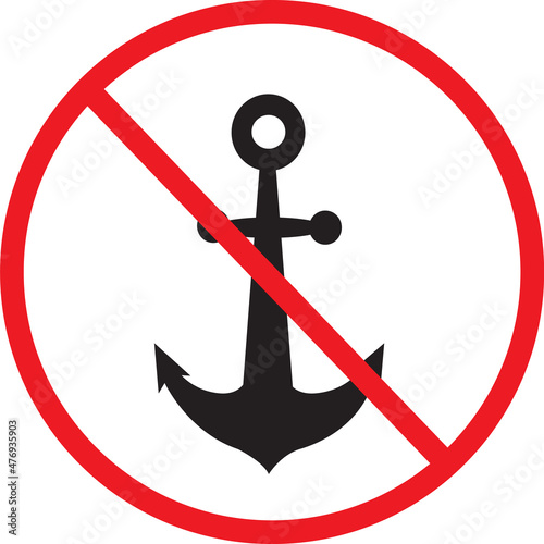 No Anchor sign on white background. No Anchor symbol. flat style.