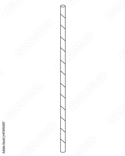 Fototapeta Naklejka Na Ścianę i Meble -  Drinking straw, straight striped - vector linear illustration for coloring. Outline. Drinking straw coloring picture