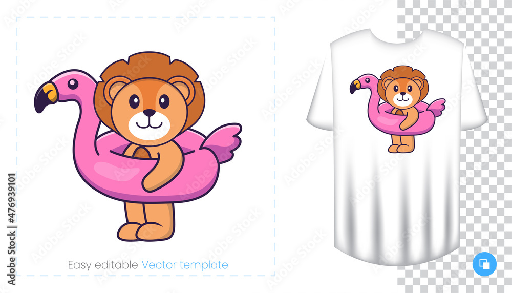 Cute lion character. Prints on T-shirts, sweatshirts, cases for mobile phones, souvenirs. Isolated vector illustration on white background. Cute lion character. Prints on T-shirts, sweatshirts, cases for mobile phones, souvenirs. Isolated vector illustration on white background.