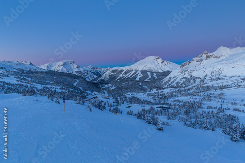 Ski resort and mountains Sunshine Village sunset, Canada © Pavel