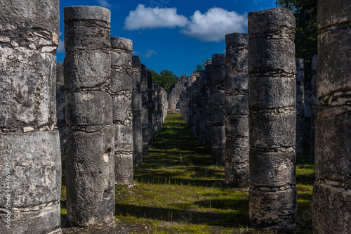 Columns temple of warriors Chichen-Itza, Mexico