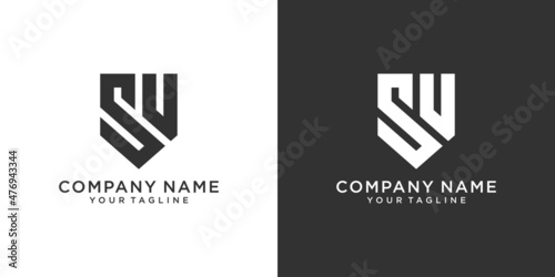 SV or VS initial letter logo design vector.