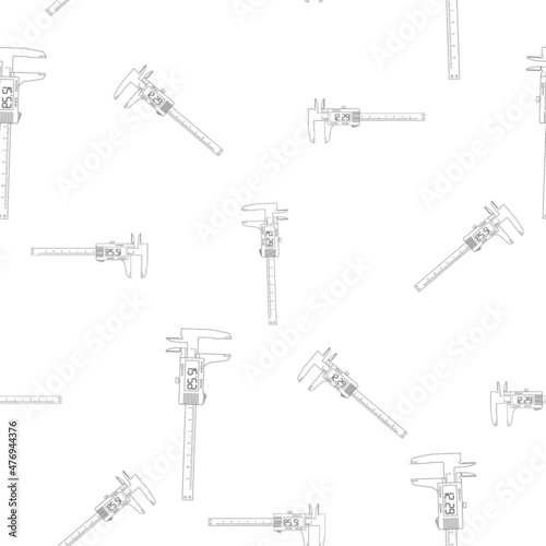 Pattern of flat just a vernier caliper and a digital vernier caliper. Linear design. On a white background. Tools for any specialist. Flat vector illustration.