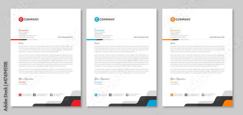 Minimalist style corporate business letterhead template design with abstract geometric vector shape. Modern & professional office identity or branding stationary illustration with logo & icon.     