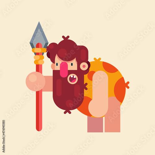 Cartoon caveman in animal skin vector illustration