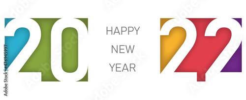 Happy new year 2022, horizontal banner. Brochure or calendar cover vector design template. Cover of business diary for 20 22 with wishes. The art of cutting paper.