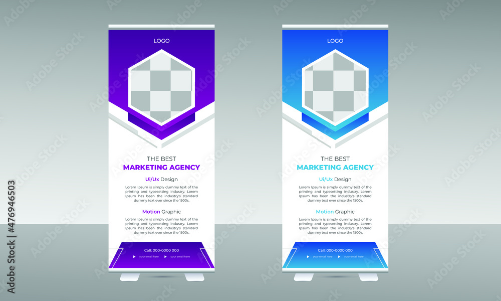 Creative roll-up banner design. Business roll-up banner template. Creative roll-up banner design. Business roll-up banner template.