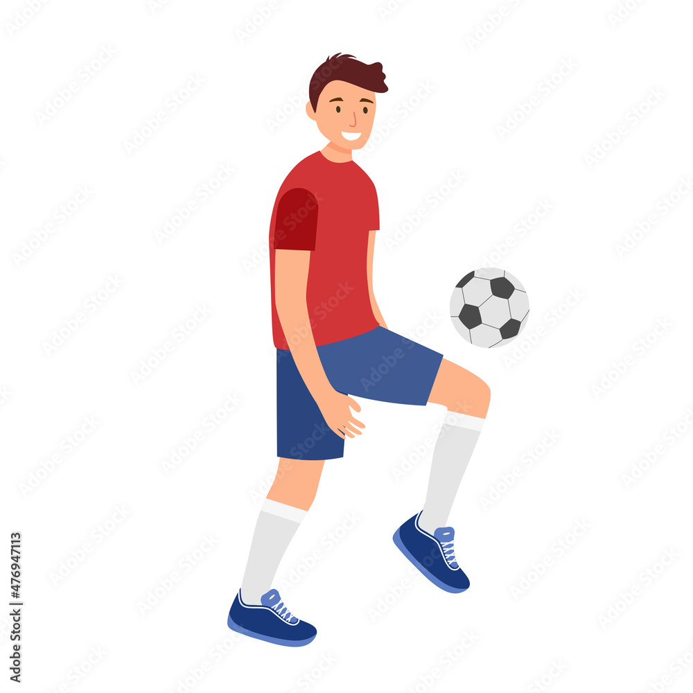 Soccer or football player in flat design on white background. Football athlete concept.