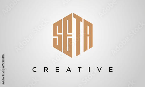 creative polygon SETA letters logo design, vector template