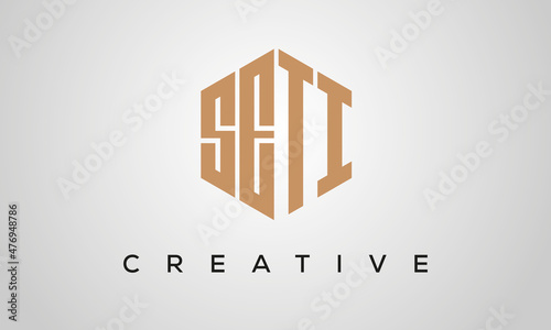 creative polygon SETI letters logo design, vector template