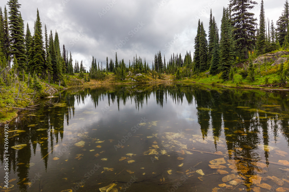 A view of an alpine lake in Revelstoke National Park British Columbia Canada
